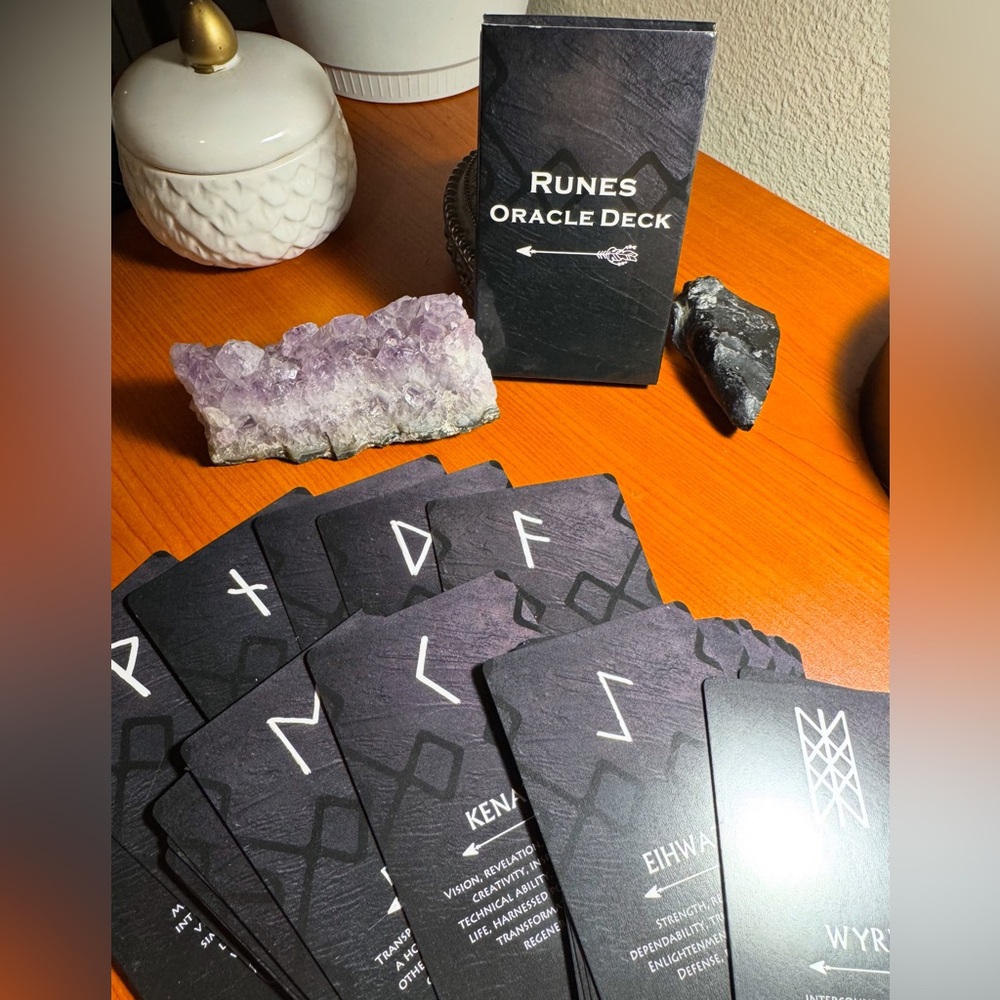 Runes Oracle Deck with Black and White Design
